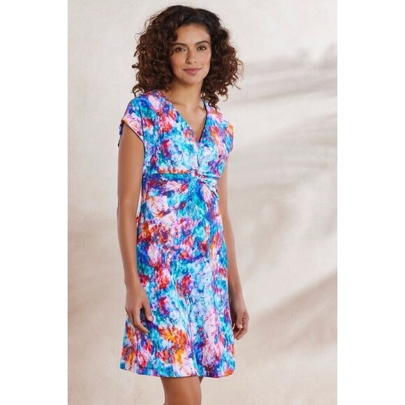 Soft Surroundings Day Spa Swim Dress Multi Abstract Short Sleeve Cover-up L - Picture 1 of 10